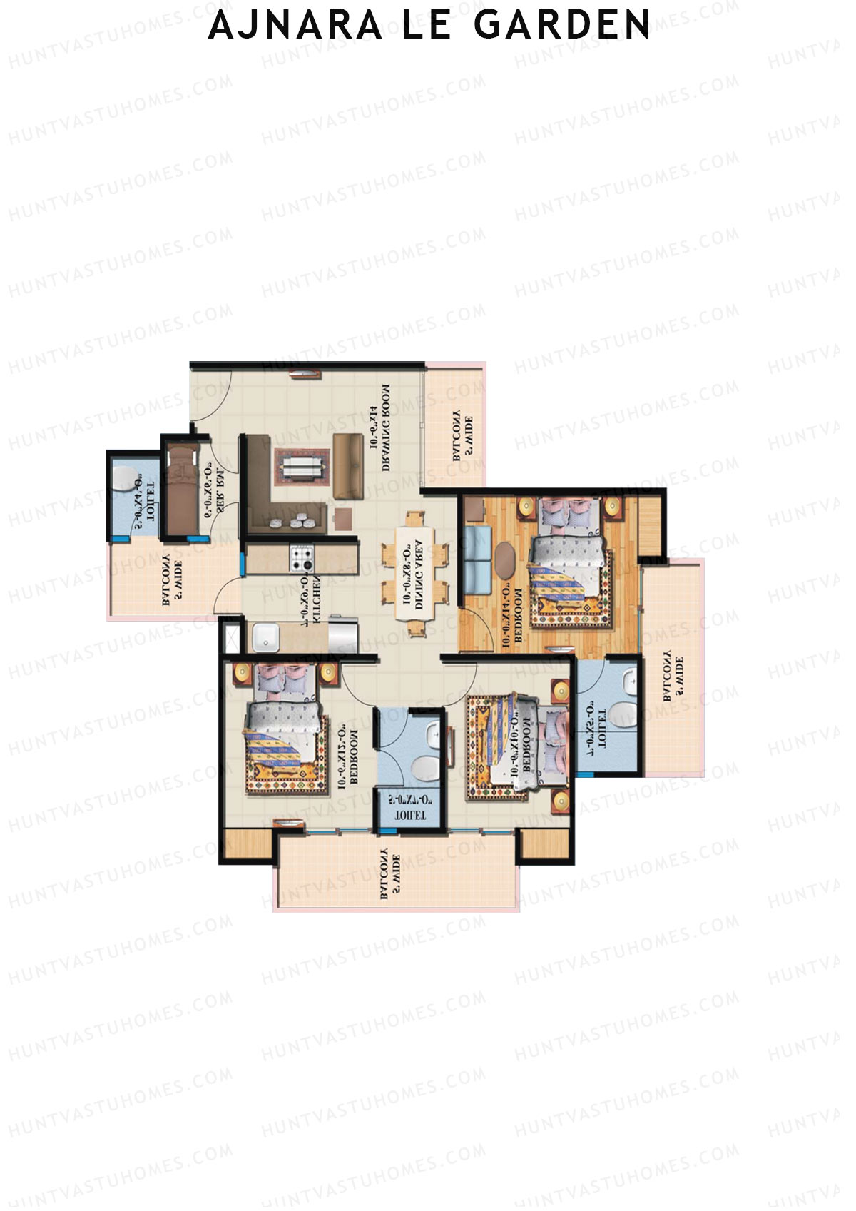 Ajnara Le Garden Tower H Unit 9 Floor Plan