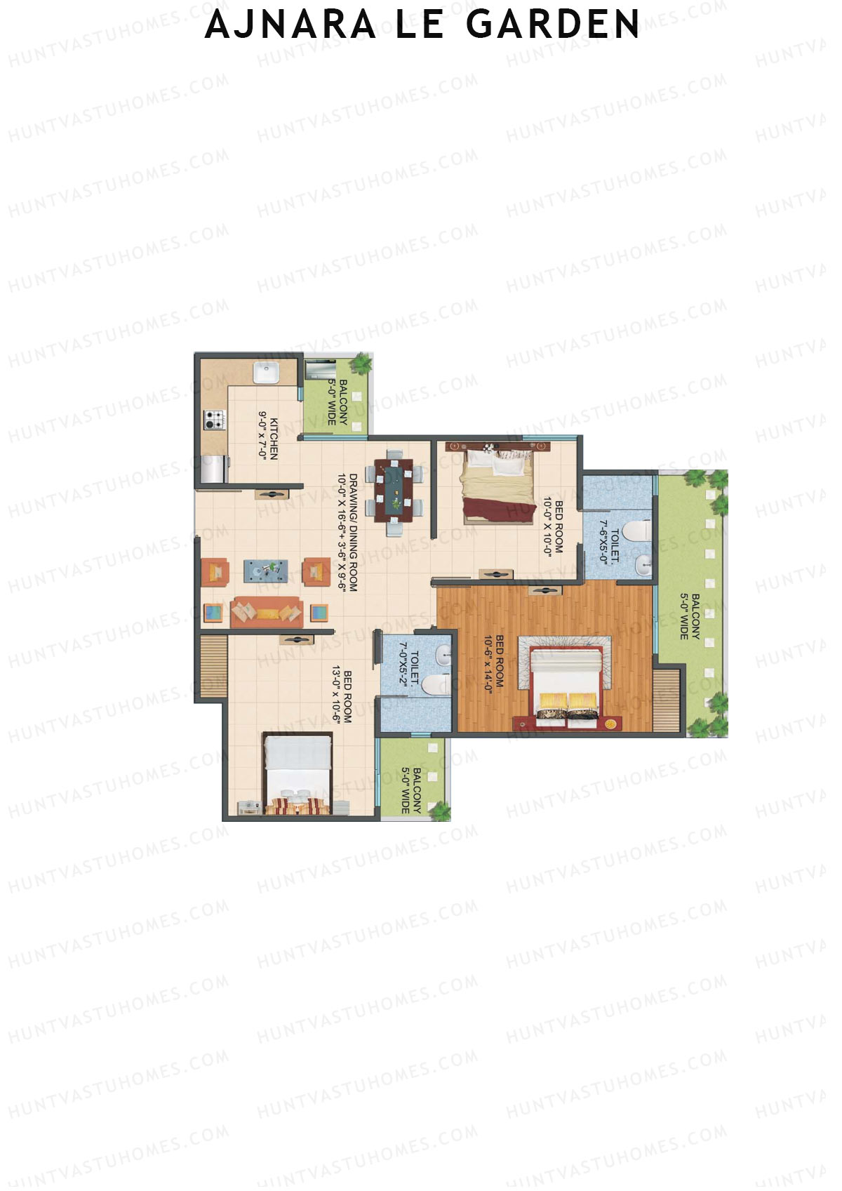 Ajnara Le Garden Tower I Unit 1 Floor Plan