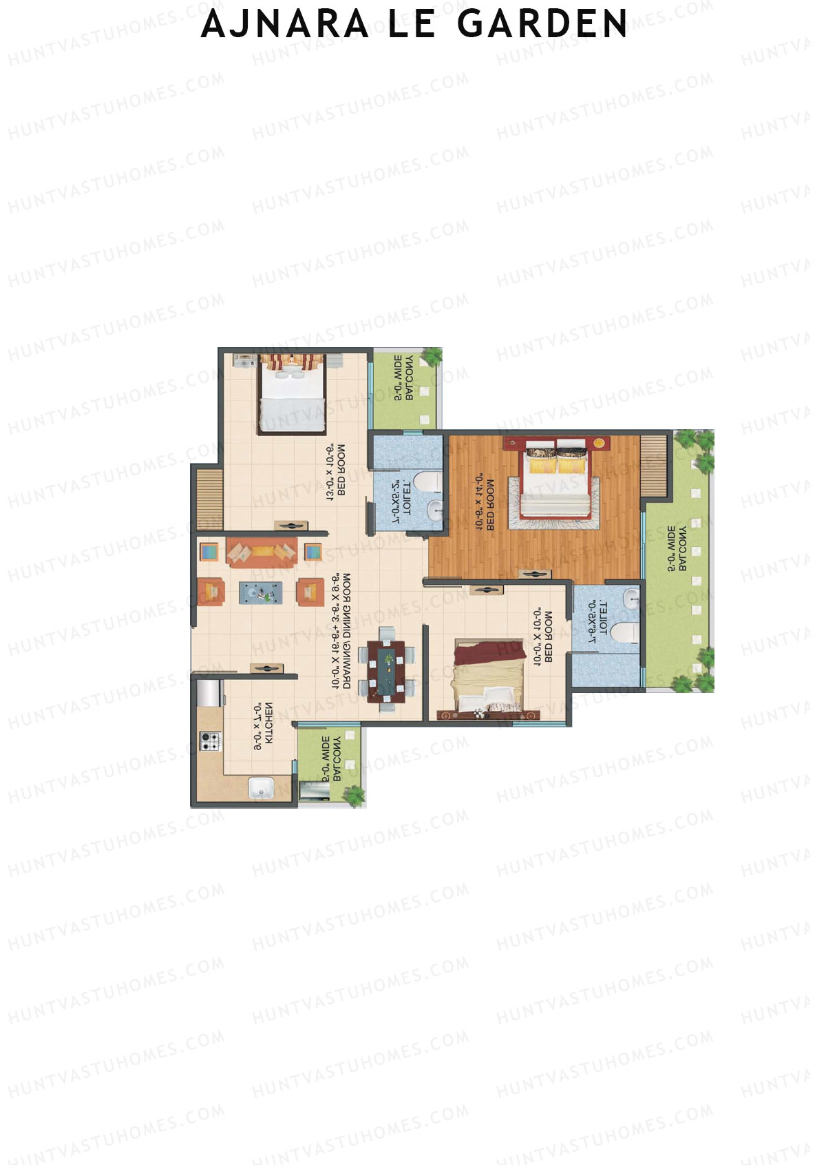 Ajnara Le Garden Tower I Unit 3 Floor Plan