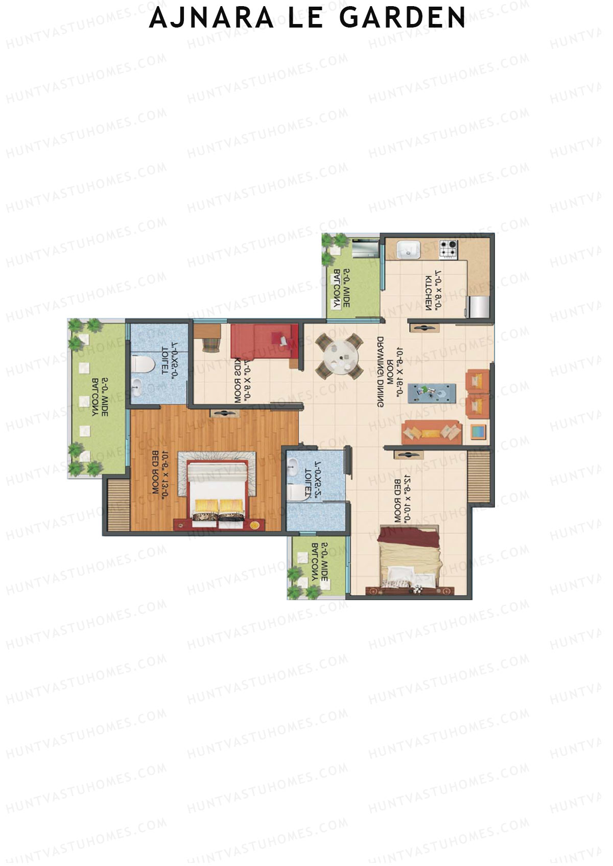Ajnara Le Garden Tower I Unit 5 Floor Plan