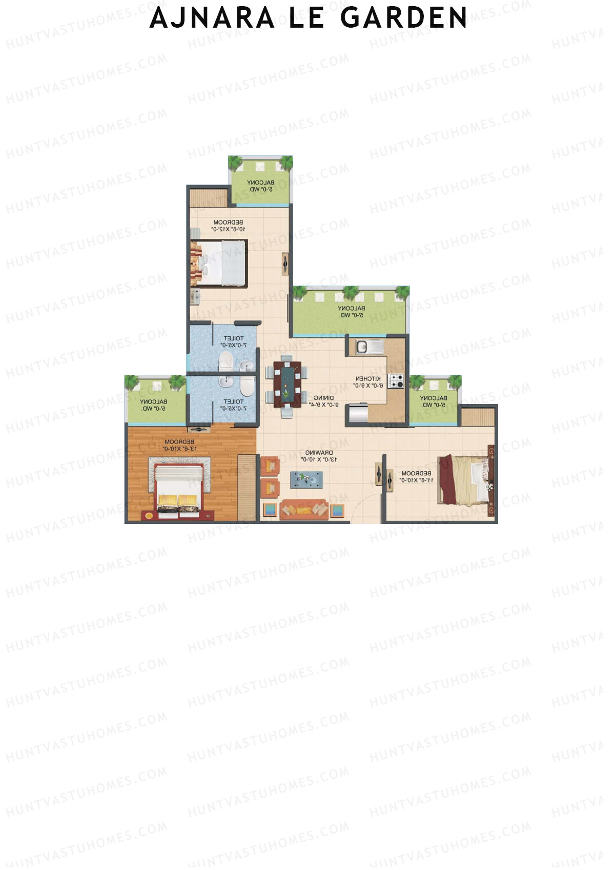 Ajnara Le Garden Tower J Unit 2 Floor Plan