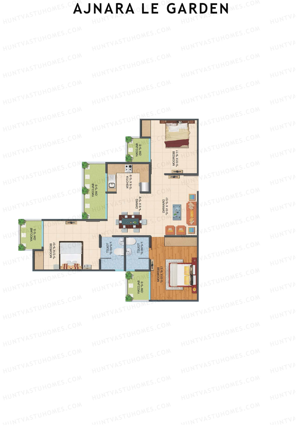 Ajnara Le Garden Tower J Unit 5 Floor Plan