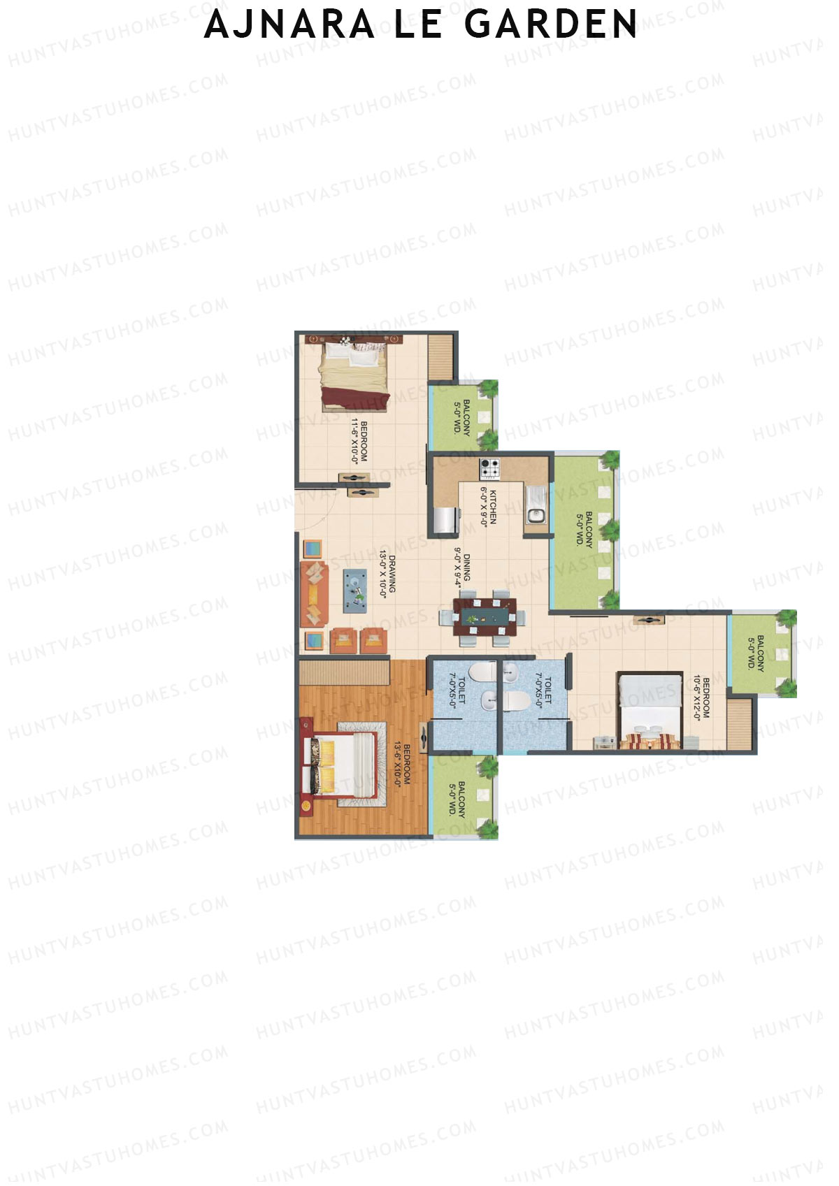 Ajnara Le Garden Tower J Unit 6 Floor Plan