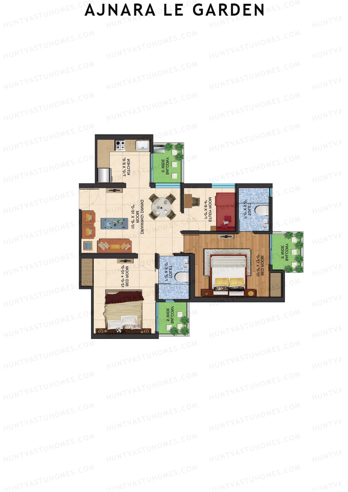 Ajnara Le Garden Tower O Unit 1 Floor Plan