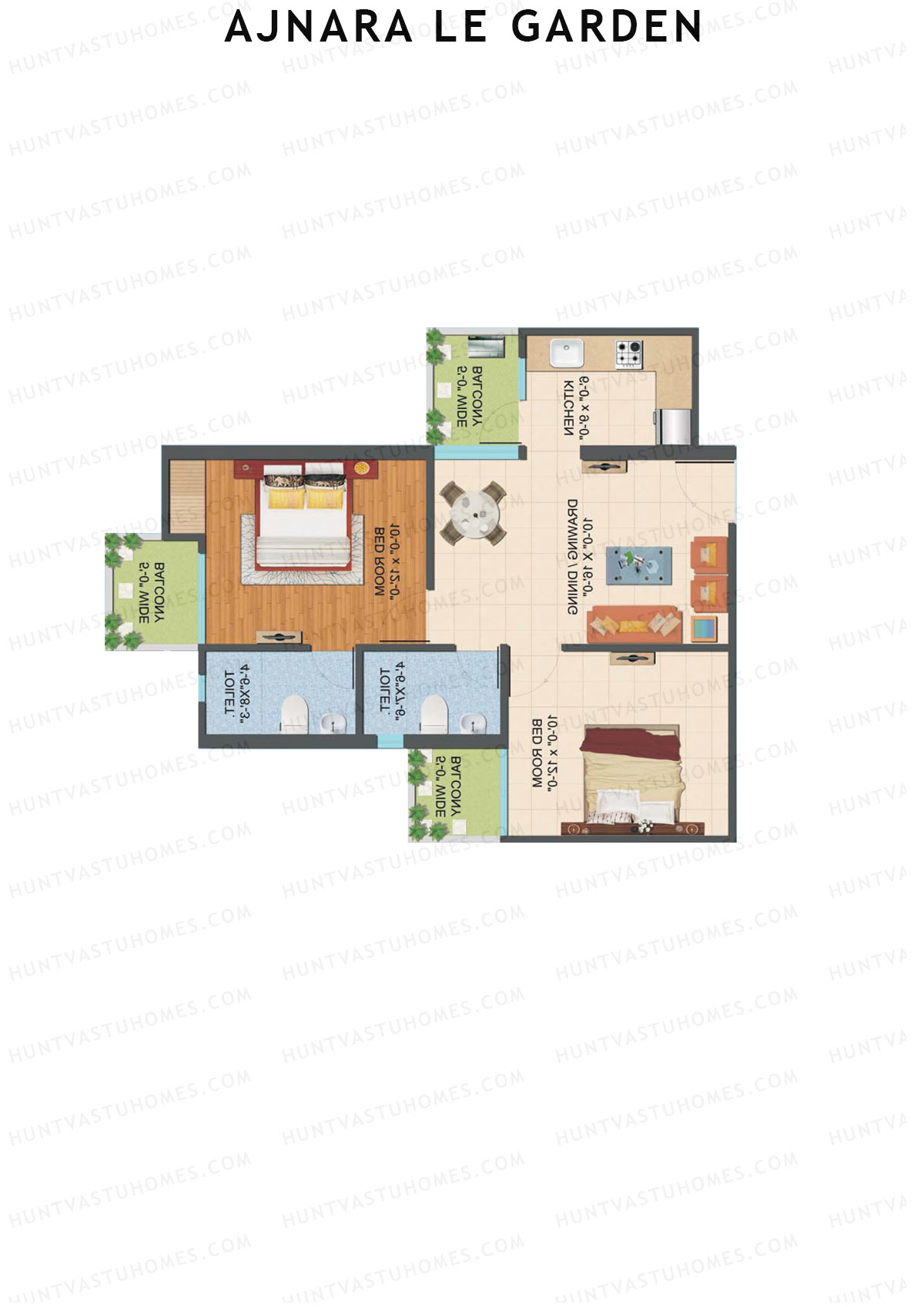 Ajnara Le Garden Tower Q Unit 1 Floor Plan