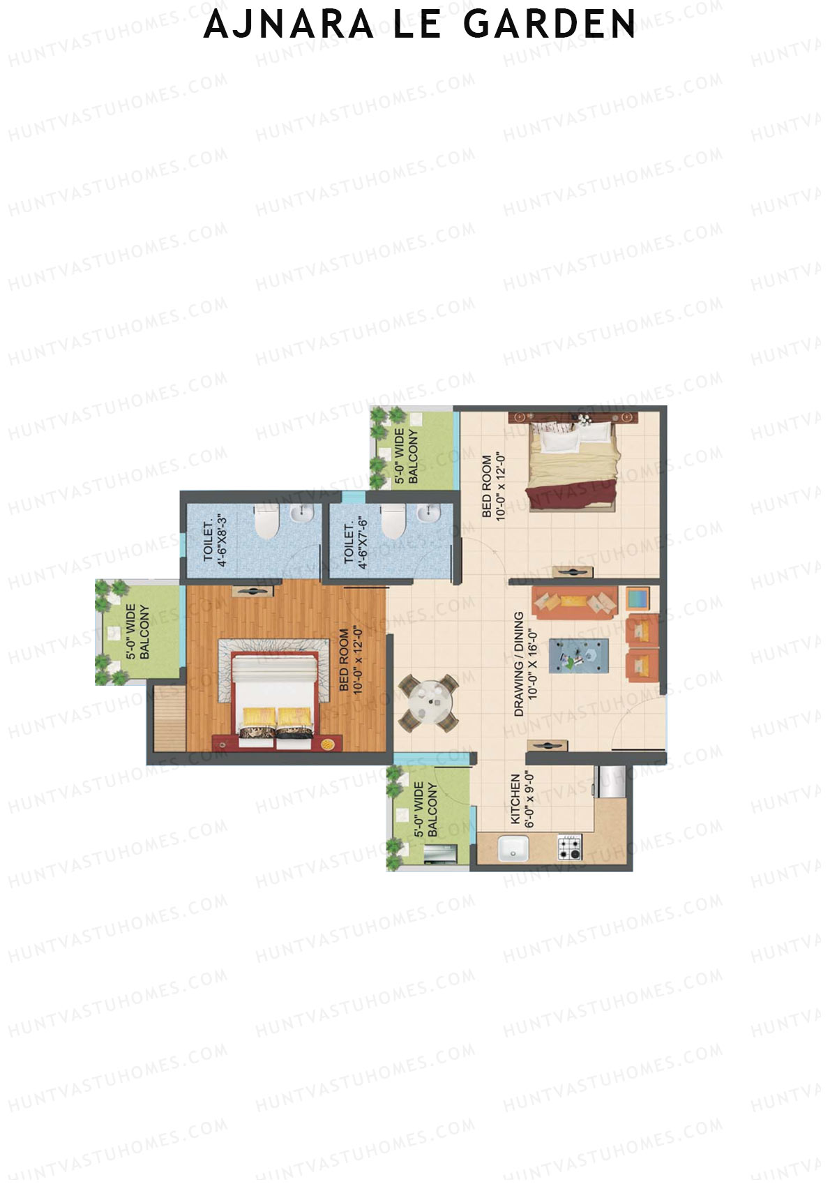 Ajnara Le Garden Tower Q Unit 2 Floor Plan