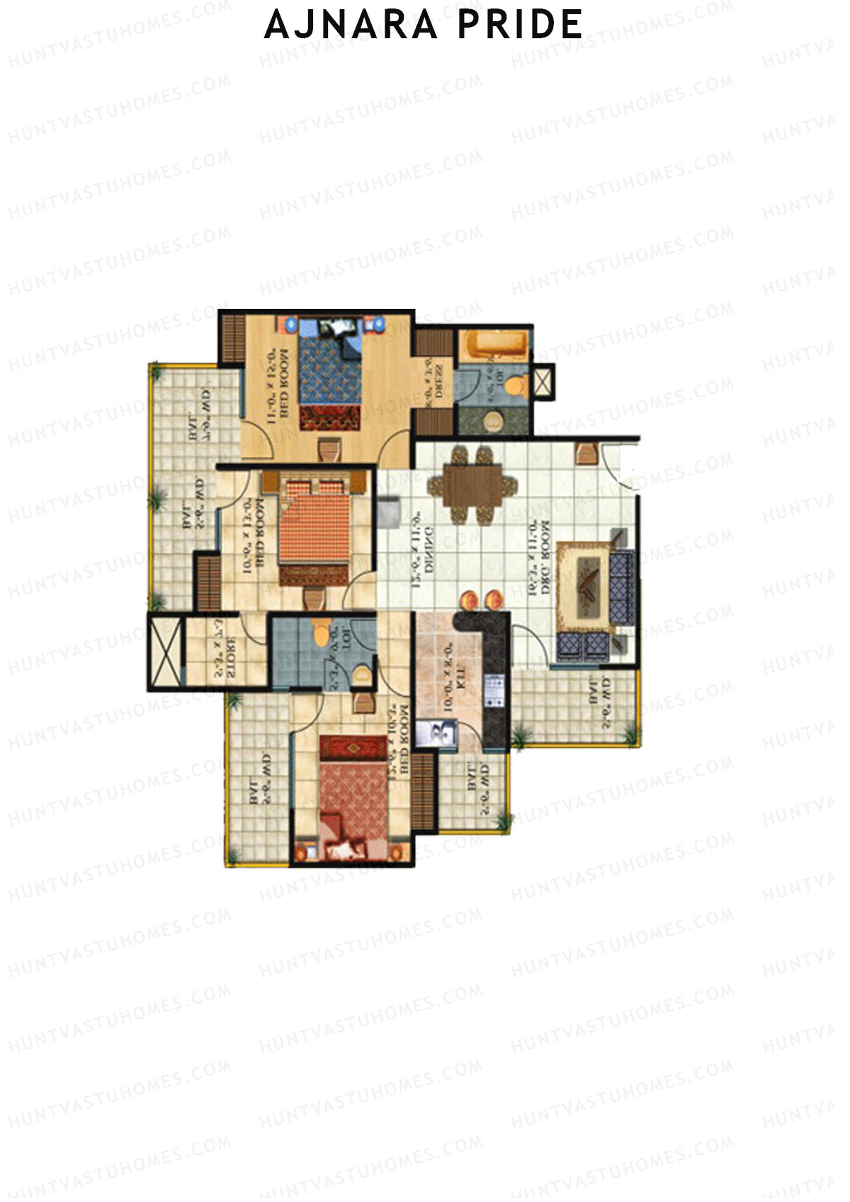Ajnara Pride Tower A Unit 1 (Type HIG) Floor Plan