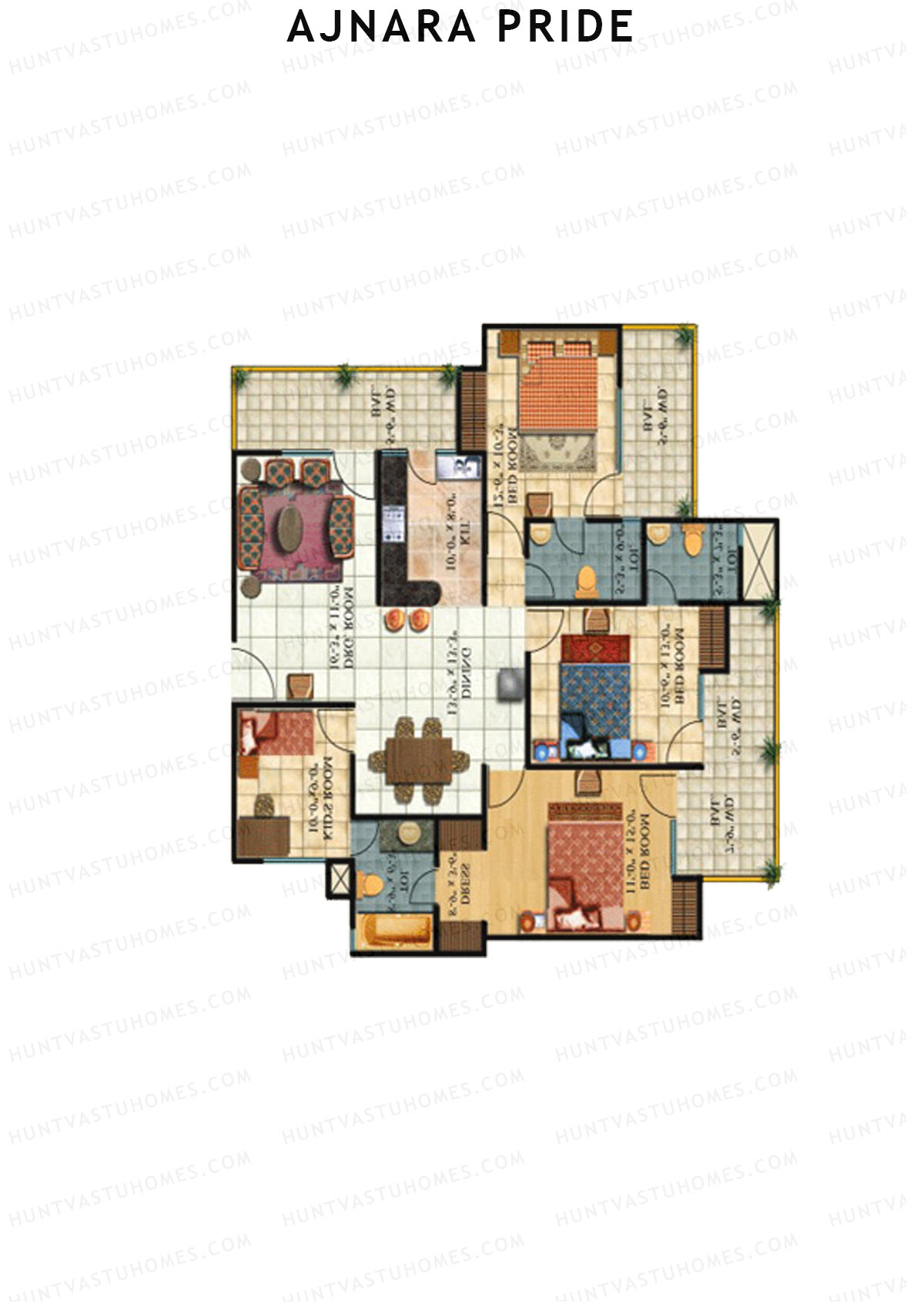 Ajnara Pride Tower A Unit 3 (Type HIG) Floor Plan