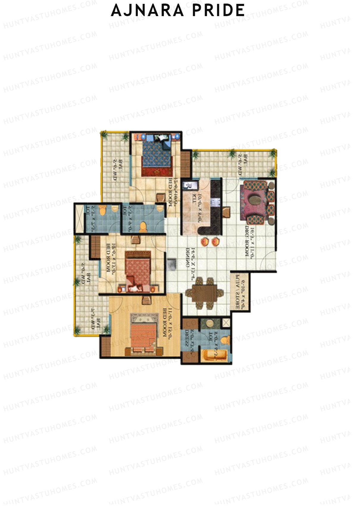 Ajnara Pride Tower A Unit 4 (Type HIG) Floor Plan