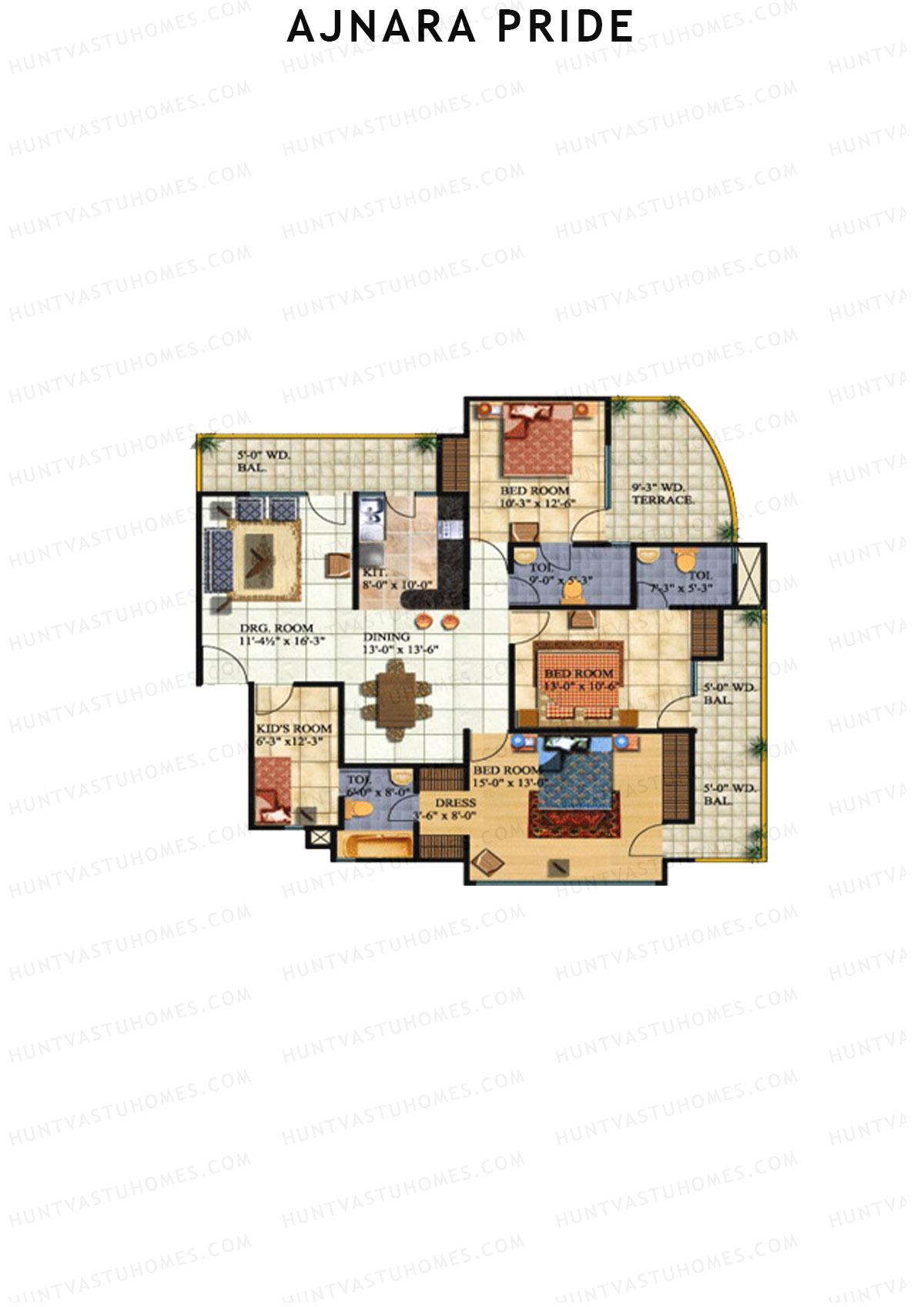 Ajnara Pride Tower C Unit 11 (Type HIG) Floor Plan