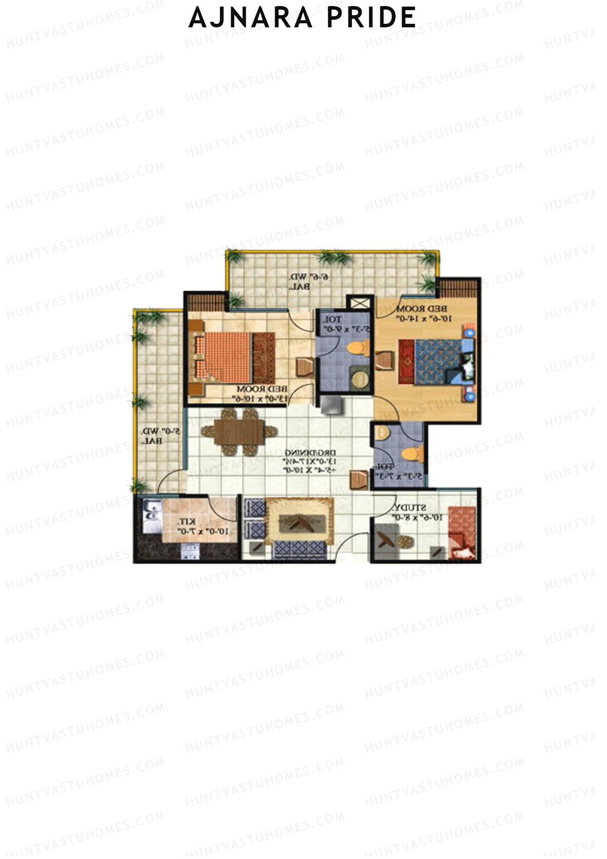 Ajnara Pride Tower C Unit 12 (Type MIG) Floor Plan