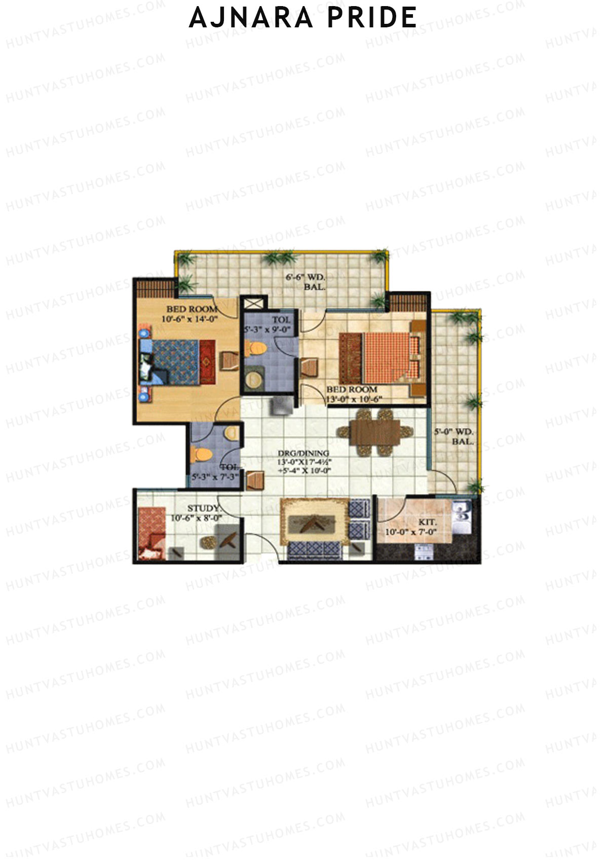 Ajnara Pride Tower C Unit 12A (Type MIG) Floor Plan