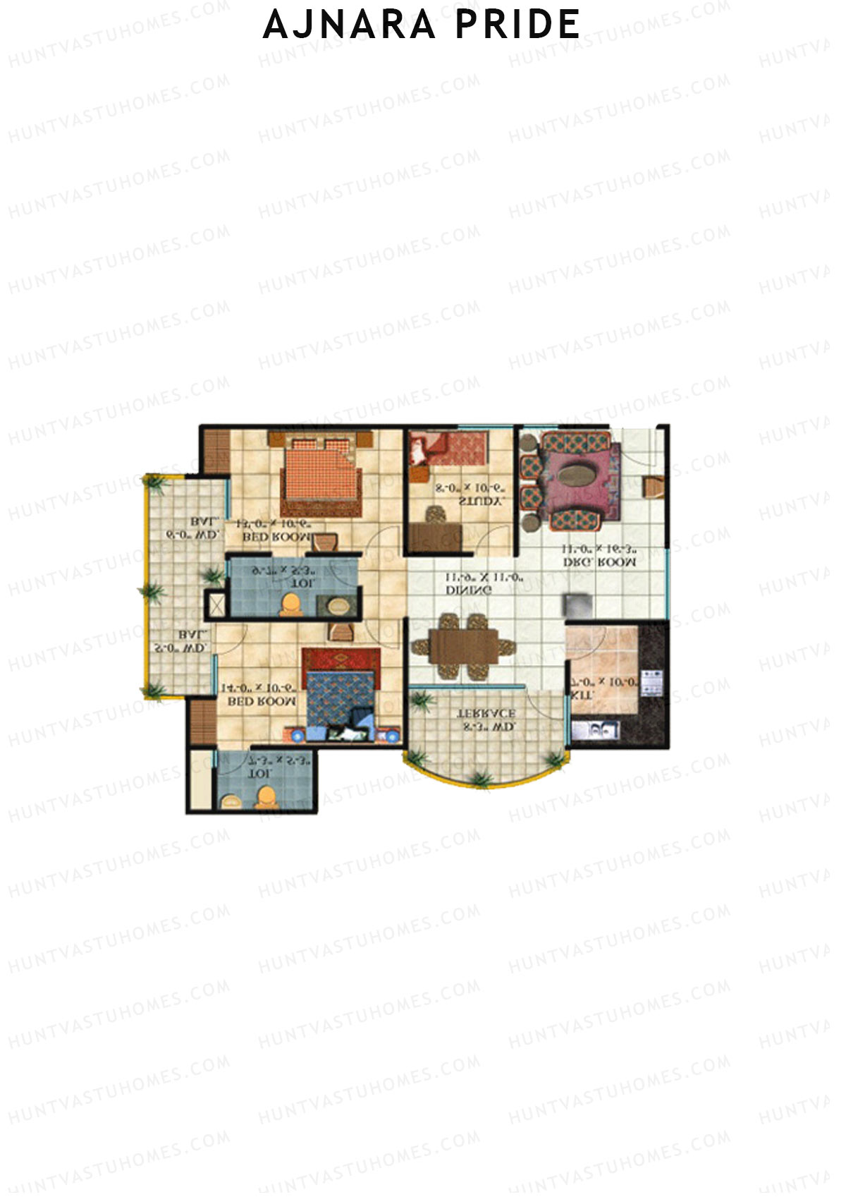 Ajnara Pride Tower C Unit 15 (Type MIG) Floor Plan