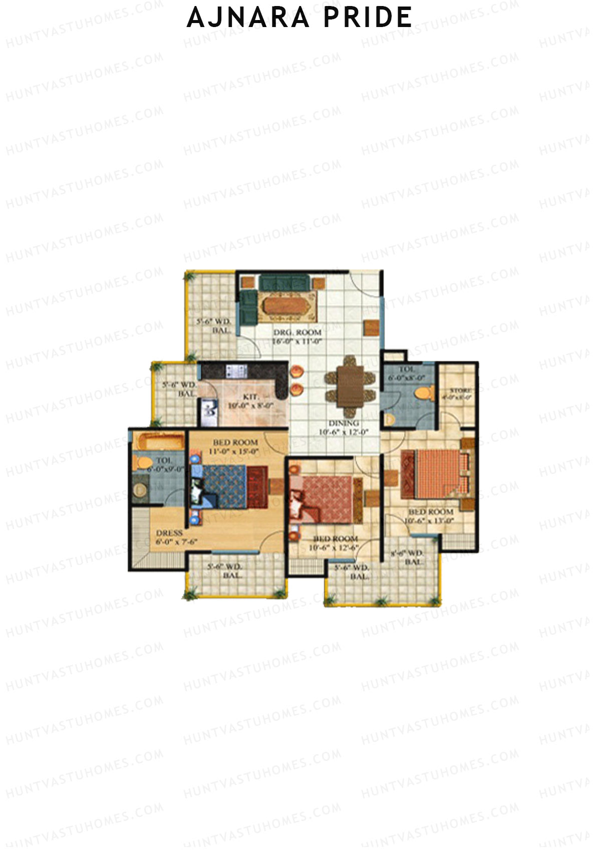 Ajnara Pride Tower C Unit 9 (Type HIG) Floor Plan