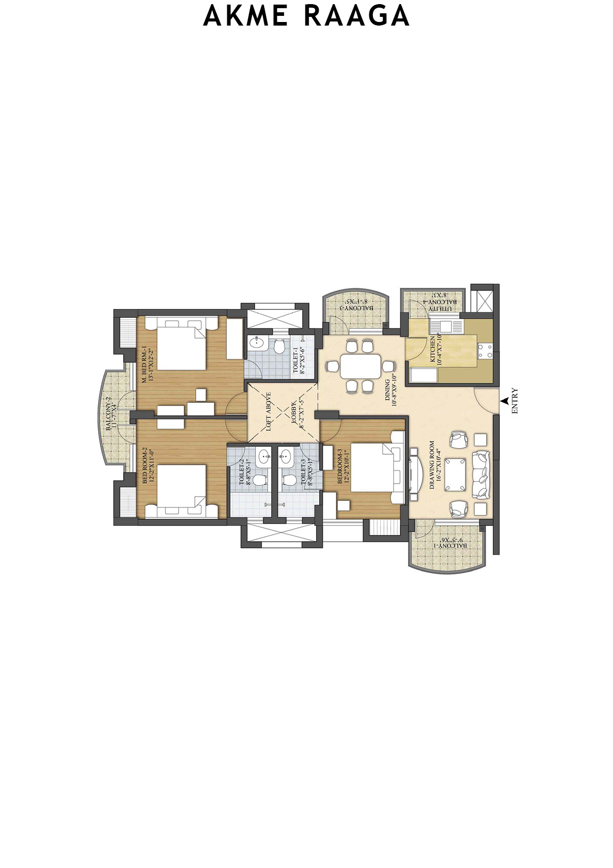 Akme Raaga Tower C Unit 1 Floor Plan