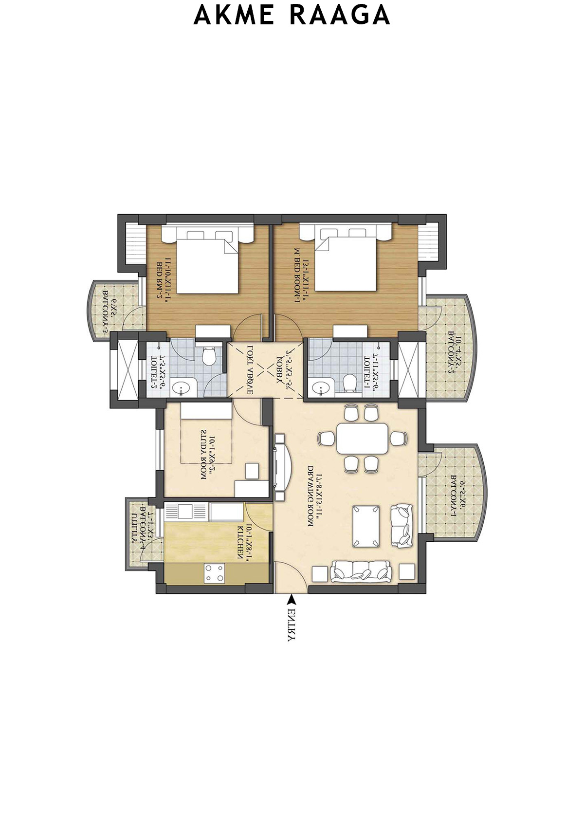 Akme Raaga Tower A Unit 2 Floor Plan