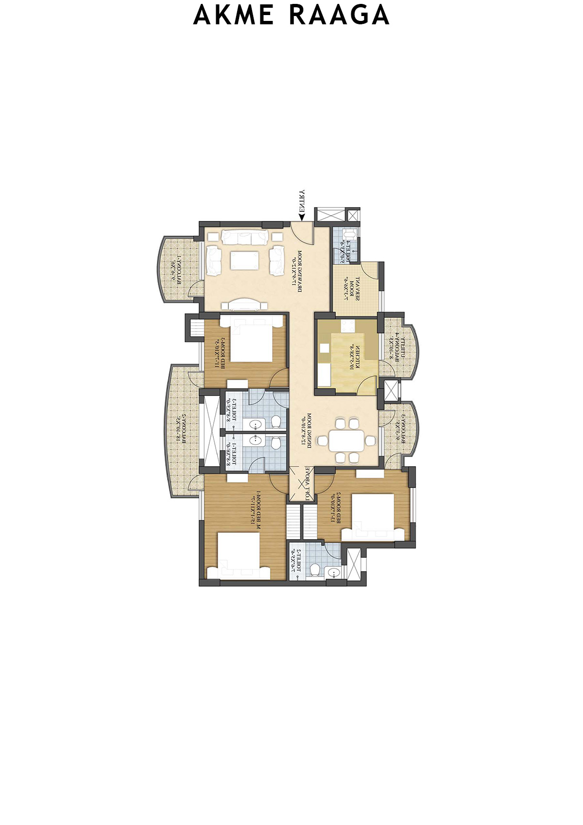Akme Raaga Tower F Unit 2 Floor Plan