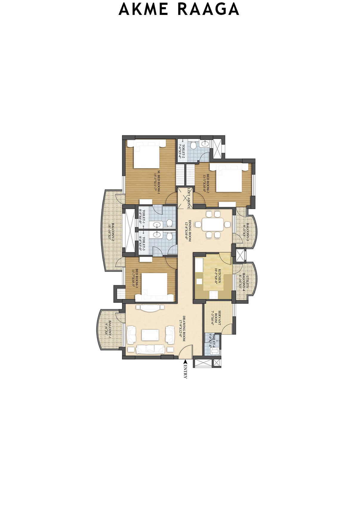 Akme Raaga Tower F Unit 3 Floor Plan