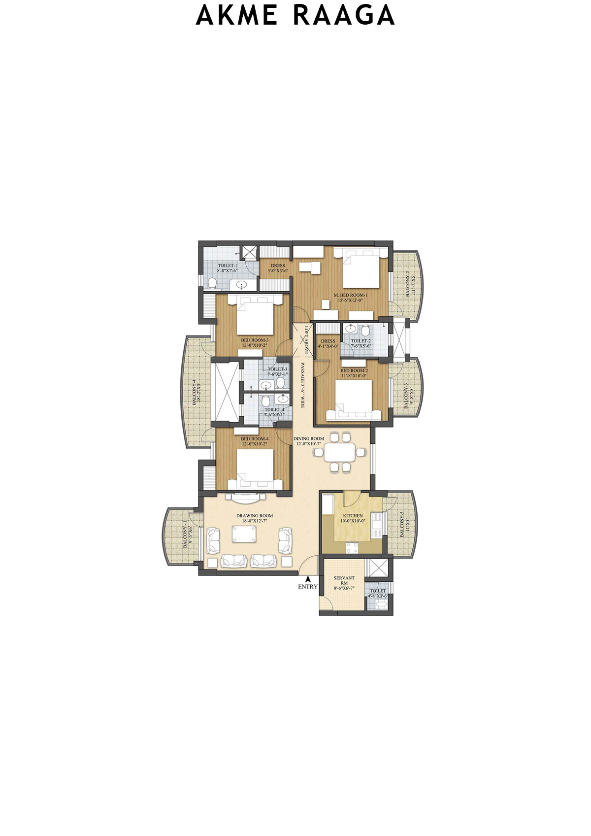 Akme Raaga Tower G Unit 1 Floor Plan