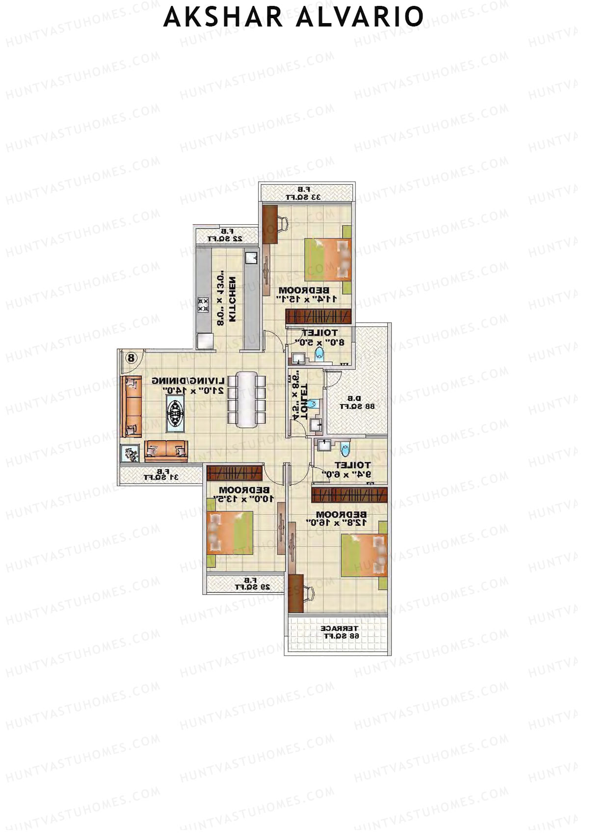 Akshar Alvario Wing A Unit 1 Floor Plan