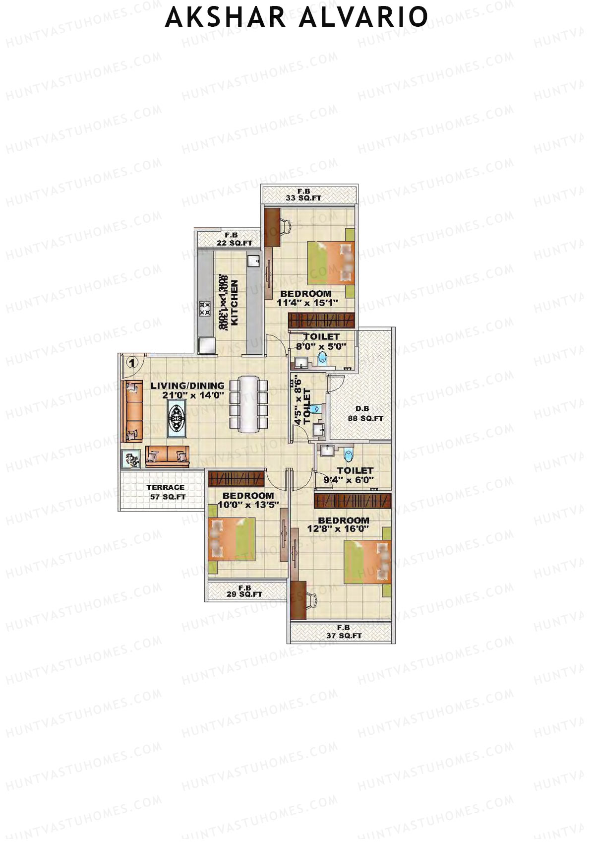 Akshar Alvario Wing A Unit 1 Floor Plan