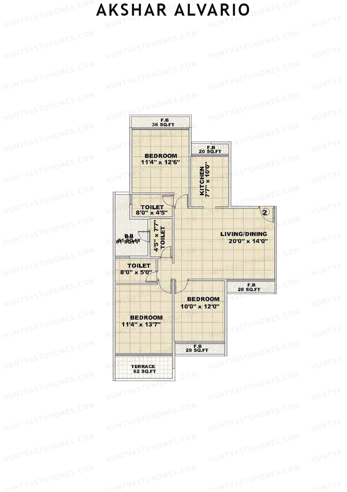 Akshar Alvario Wing A Unit 2 Floor Plan