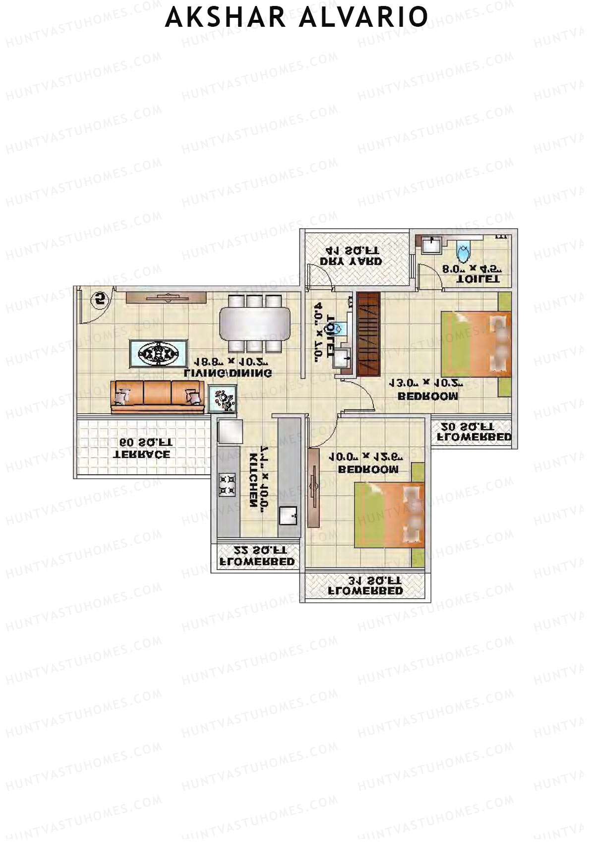 Akshar Alvario Wing B Unit 3 Floor Plan