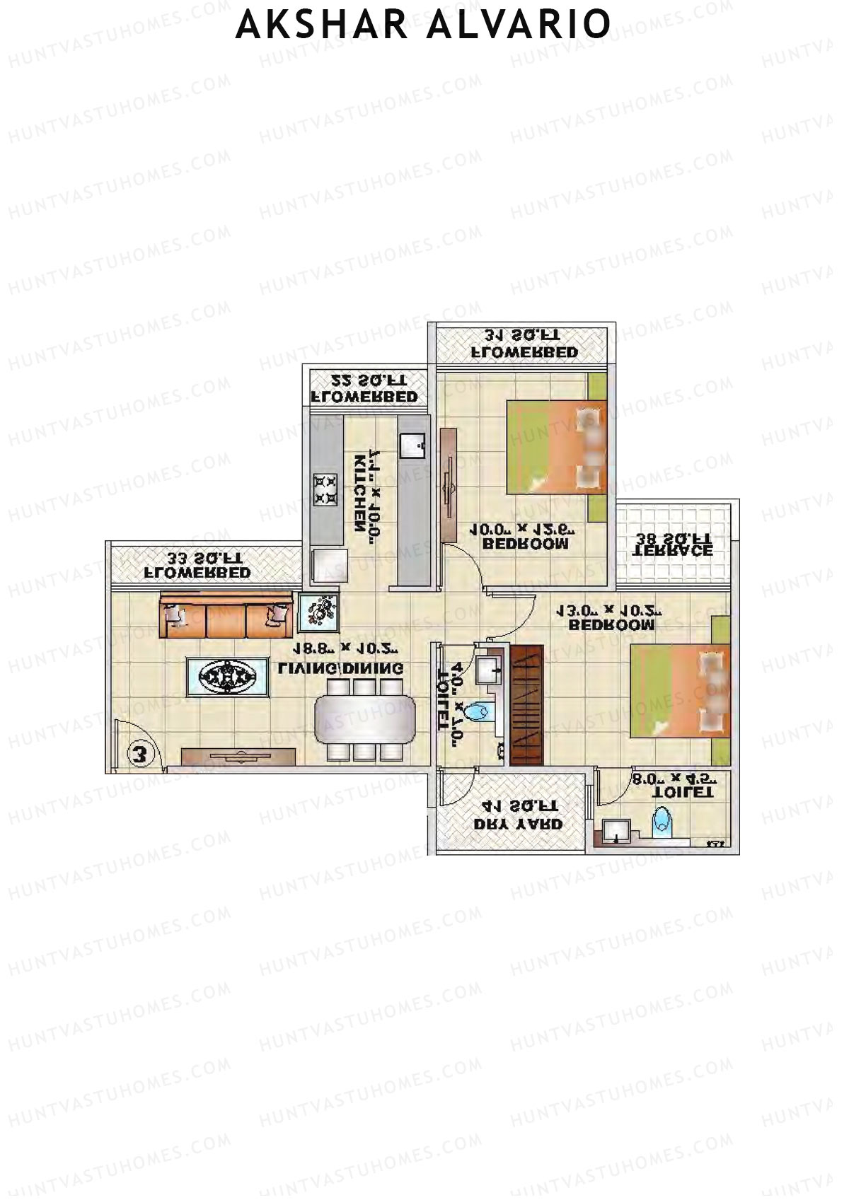 Akshar Alvario Wing B Unit 5 Floor Plan
