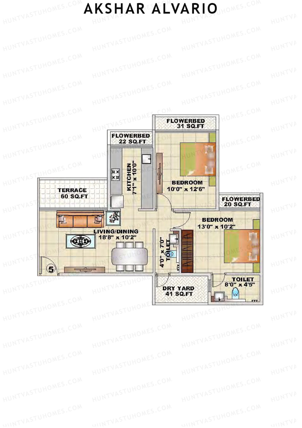 Akshar Alvario Wing B Unit 5 Floor Plan