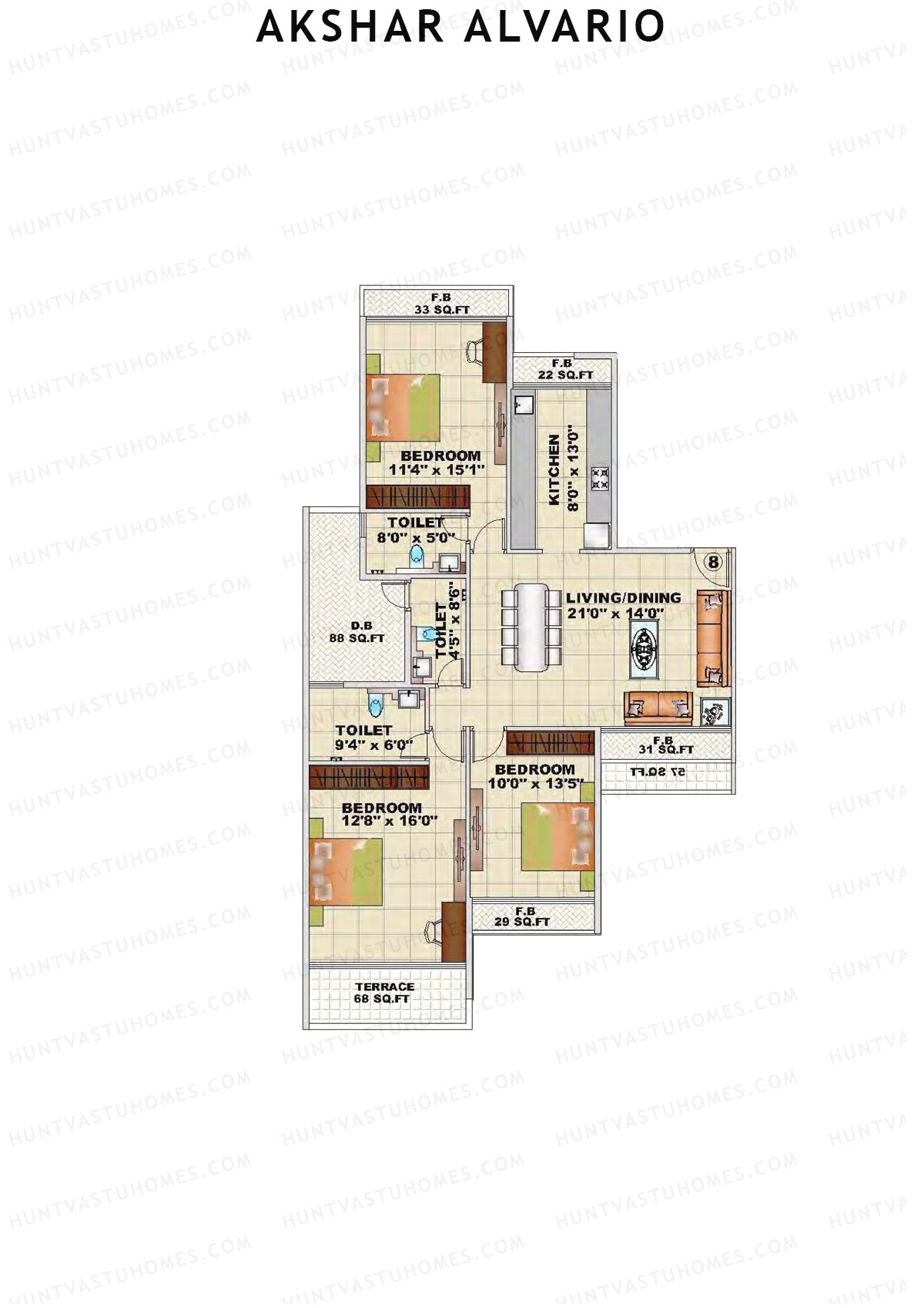 Akshar Alvario Wing C Unit 8 Floor Plan