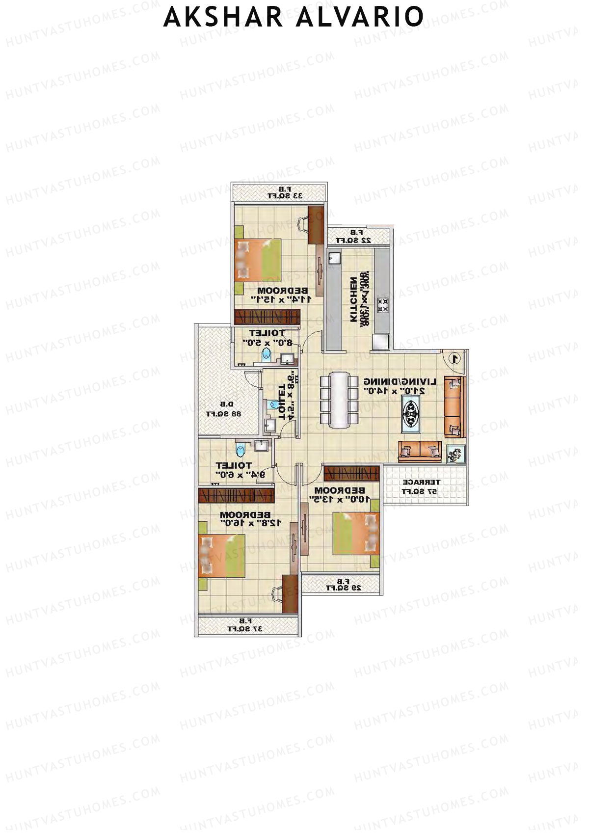 Akshar Alvario Wing C Unit 8 Floor Plan