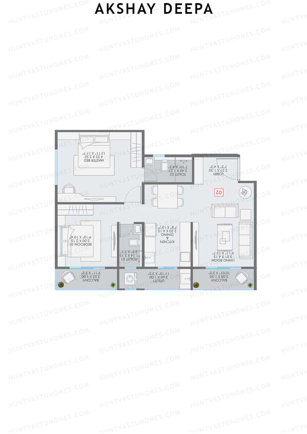 Akshay Deepa Tower A Unit 3 Floor Plan