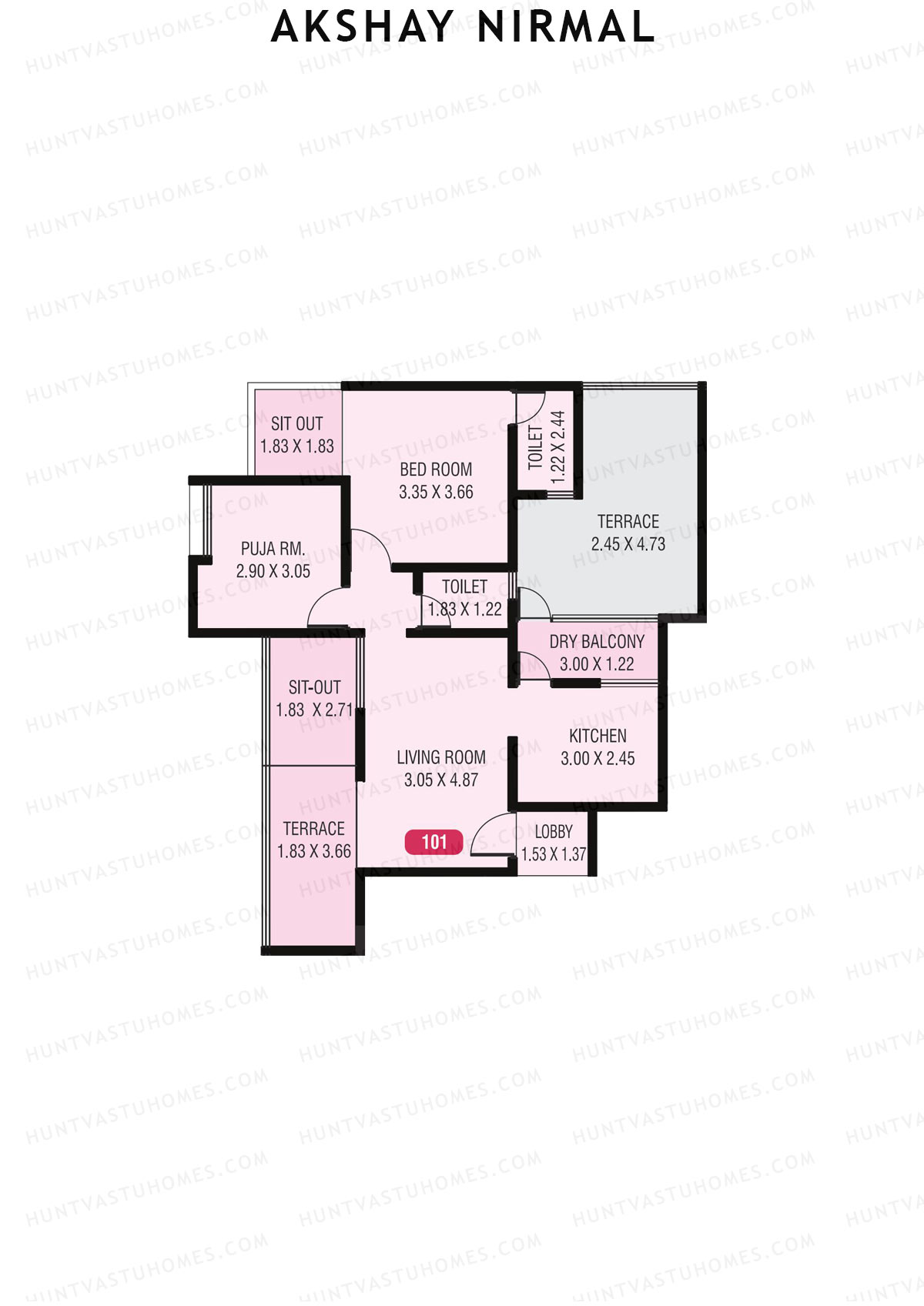 Akshay Nirmal, Nirmal, Unit 1, 1BHK, Carpet Area 990   sq ft 