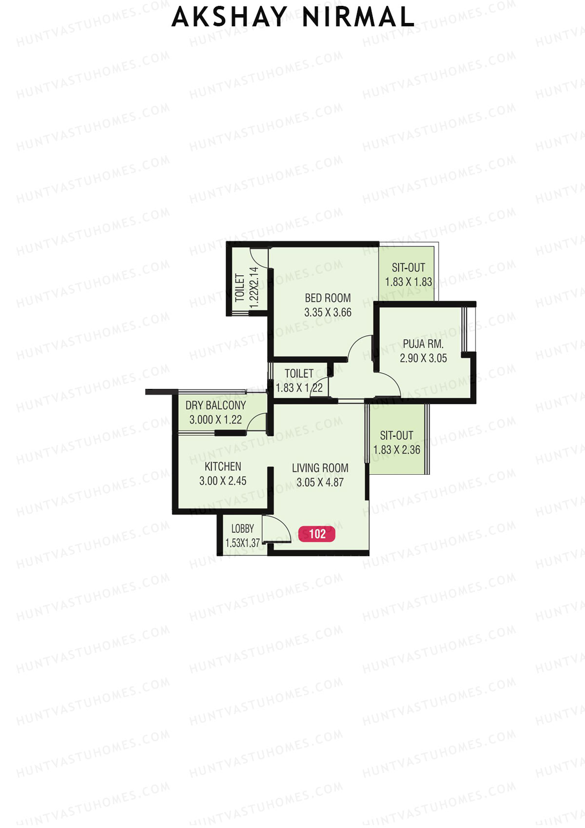 Akshay Nirmal, Nirmal, Unit 2, 1BHK, Carpet Area 729   sq ft 