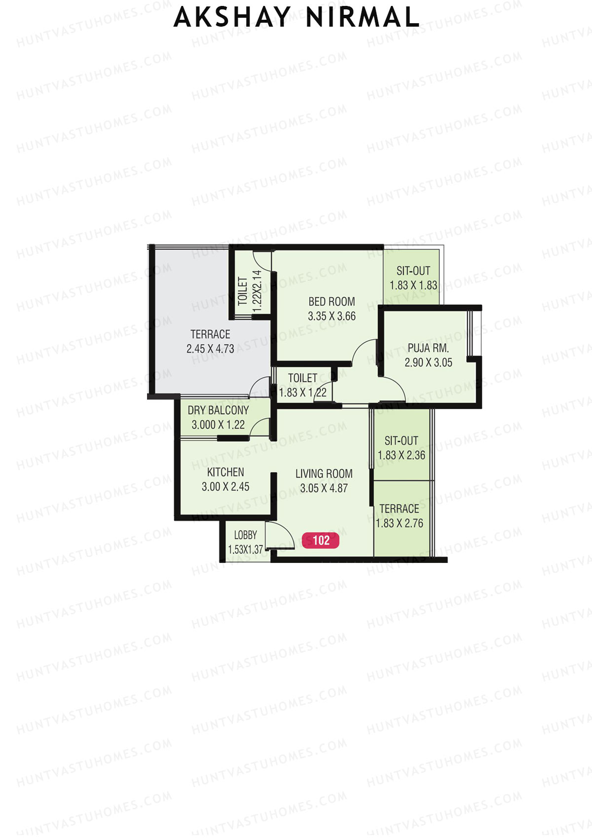 Akshay Nirmal, Nirmal, Unit 2, 1BHK, Carpet Area 958   sq ft 