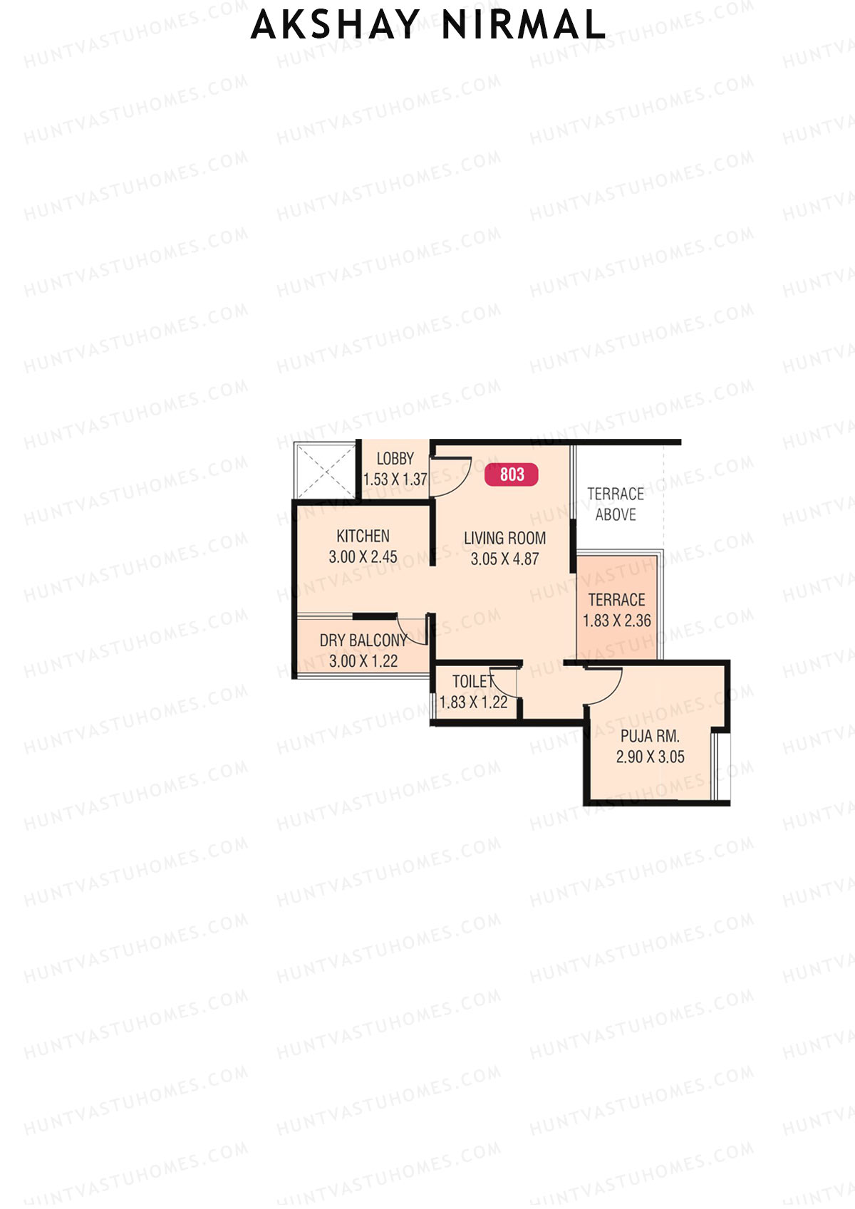 Akshay Nirmal, Nirmal, Unit 3, 1BHK, Carpet Area 515   sq ft 