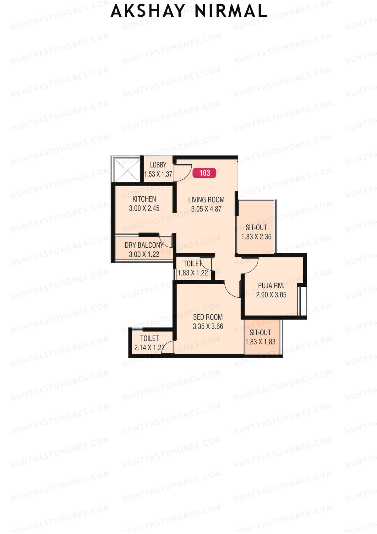 Akshay Nirmal, Nirmal, Unit 3, 1BHK, Carpet Area 727   sq ft 
