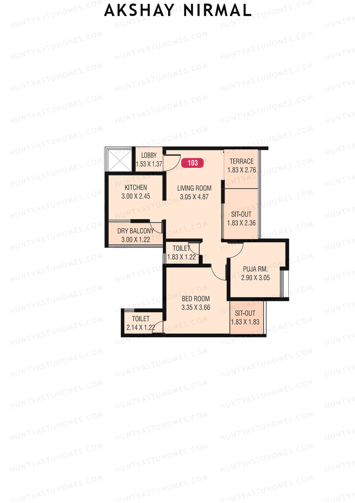 Akshay Nirmal, Nirmal, Unit 3, 1BHK, Carpet Area 781   sq ft 