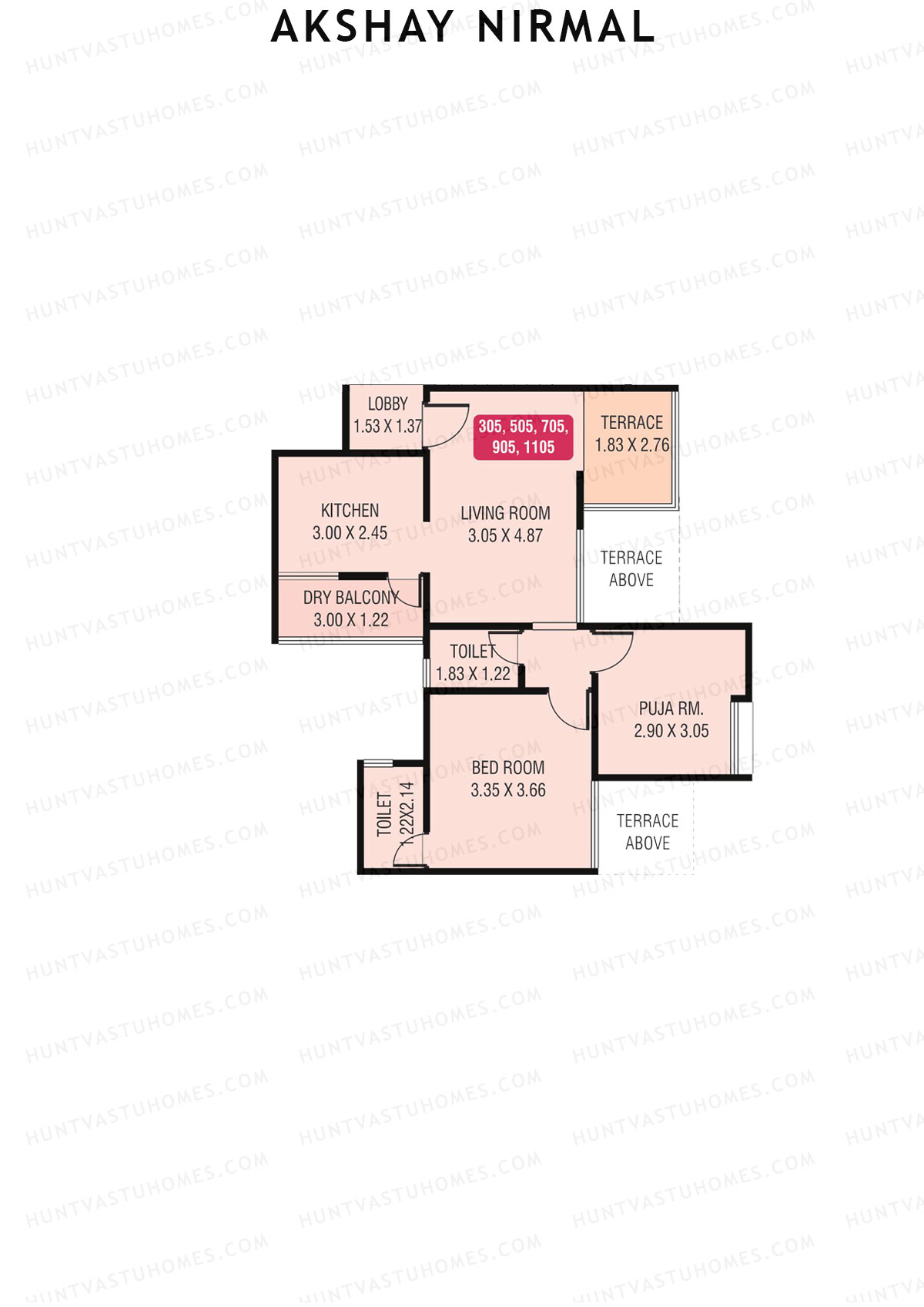 Akshay Nirmal, Nirmal, Unit 5, 1BHK, Carpet Area 691   sq ft 