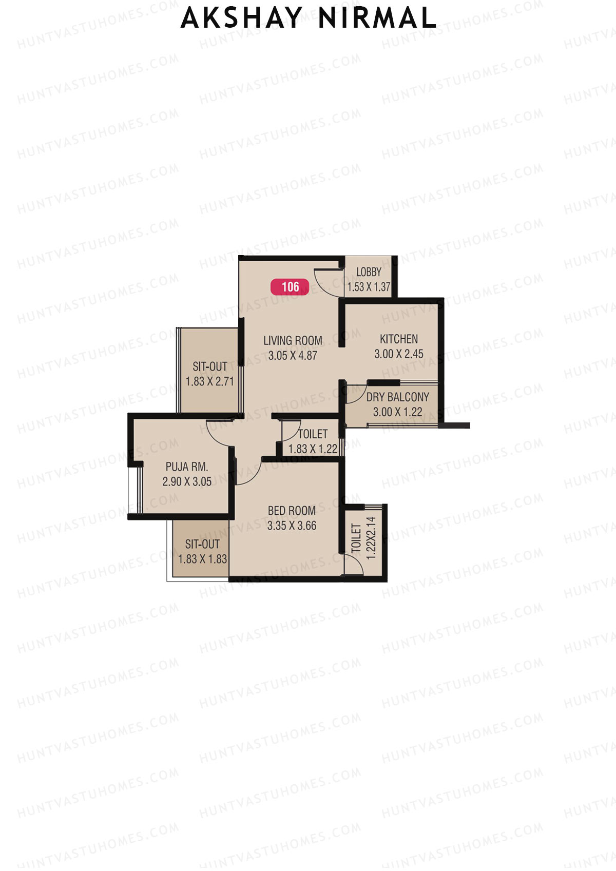 Akshay Nirmal, Nirmal, Unit 6, 1BHK, Carpet Area 736   sq ft 