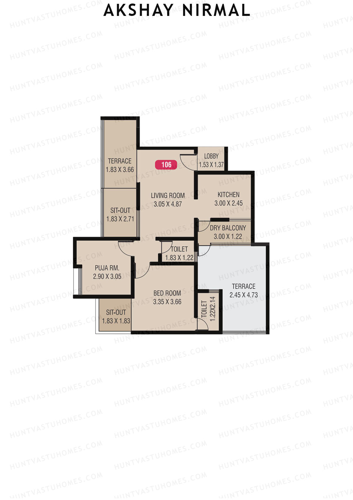 Akshay Nirmal, Nirmal, Unit 6, 1BHK, Carpet Area 991   sq ft 
