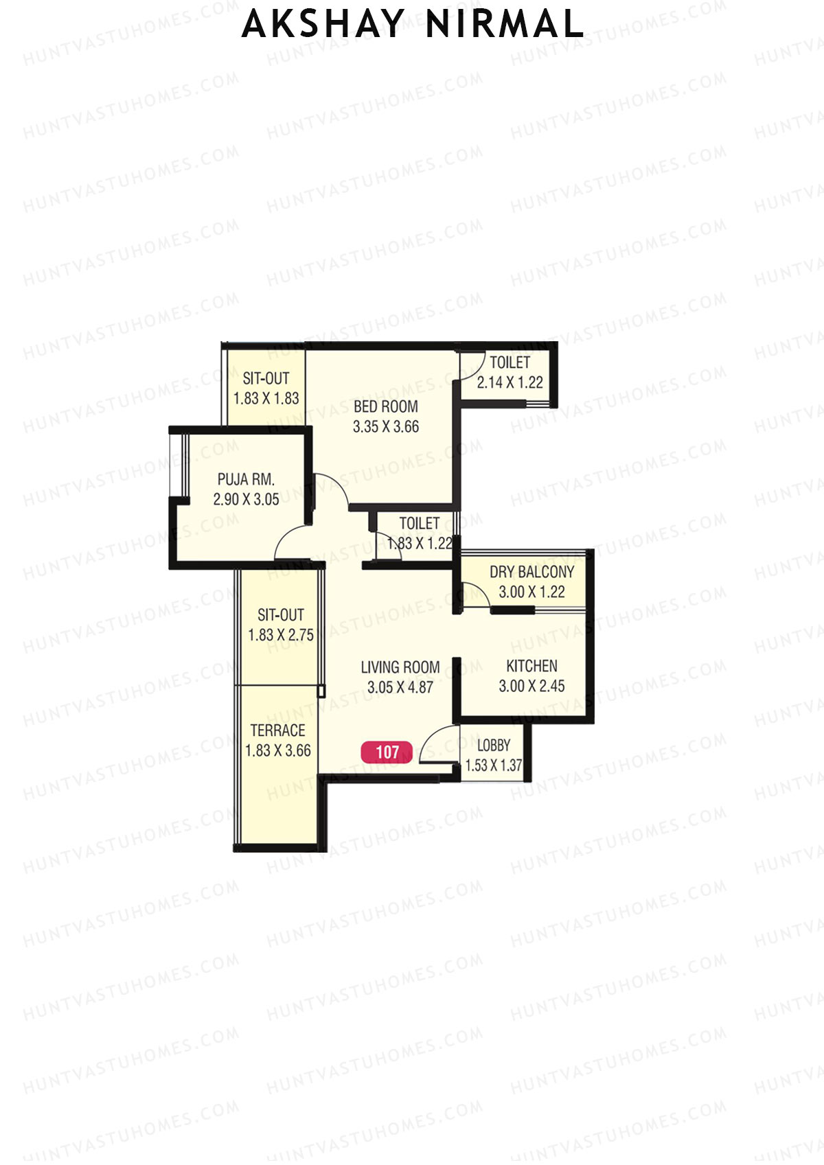 Akshay Nirmal, Nirmal, Unit 7, 1BHK, Carpet Area 814   sq ft 