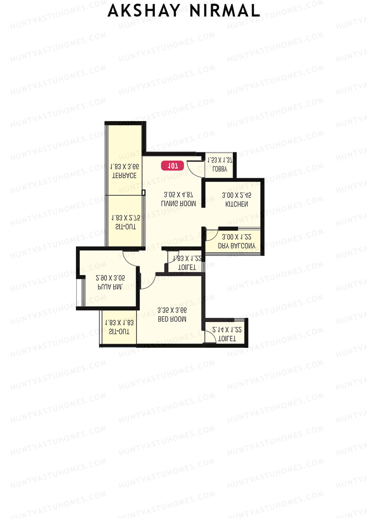 Akshay Nirmal, Nirmal, Unit 8, 1BHK, Carpet Area 814   sq ft 