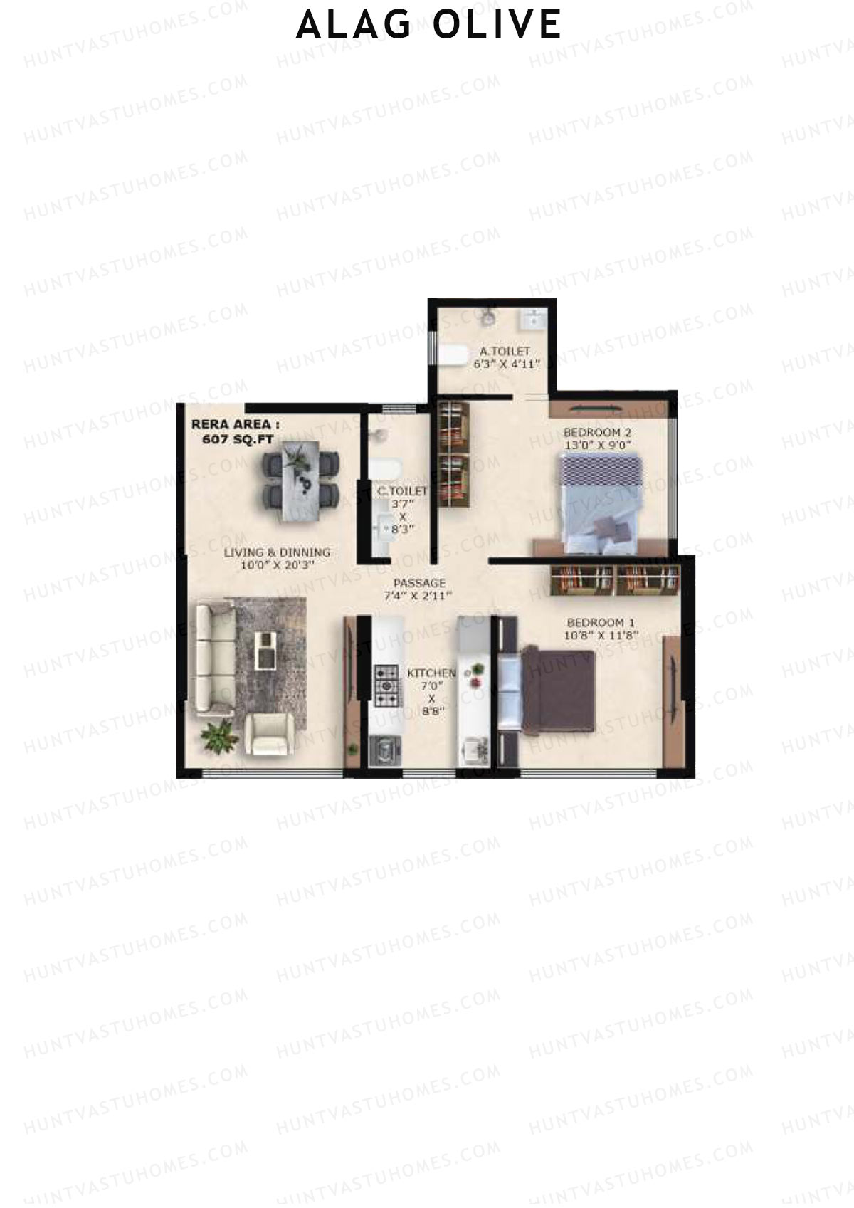Alag Olive Tower A Unit 2 Floor Plan