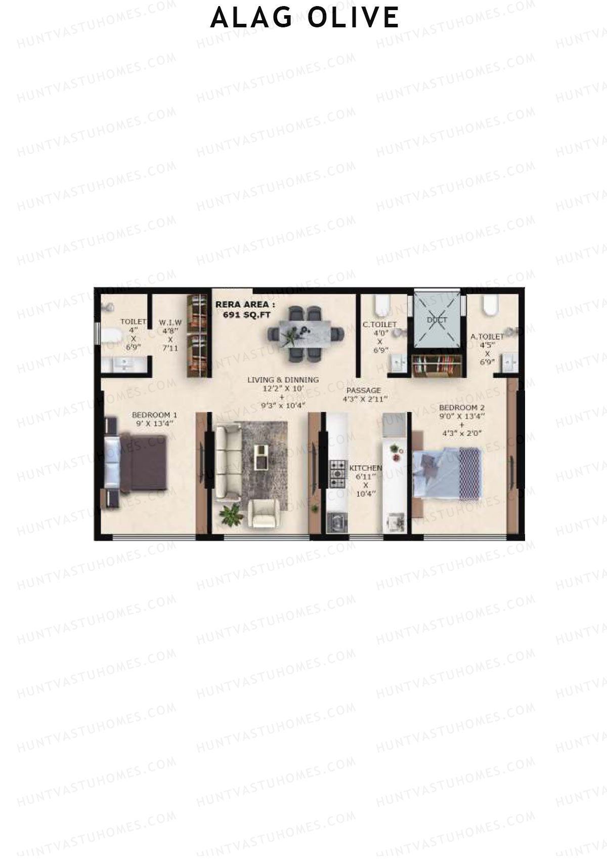 Alag Olive Tower A Unit 3 Floor Plan