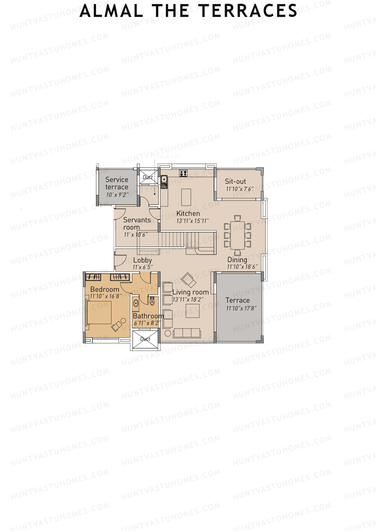 Almal The Terraces, Wing A, Unit 2 (Duplex ), 15BHK, Super Area 3972   sq ft 