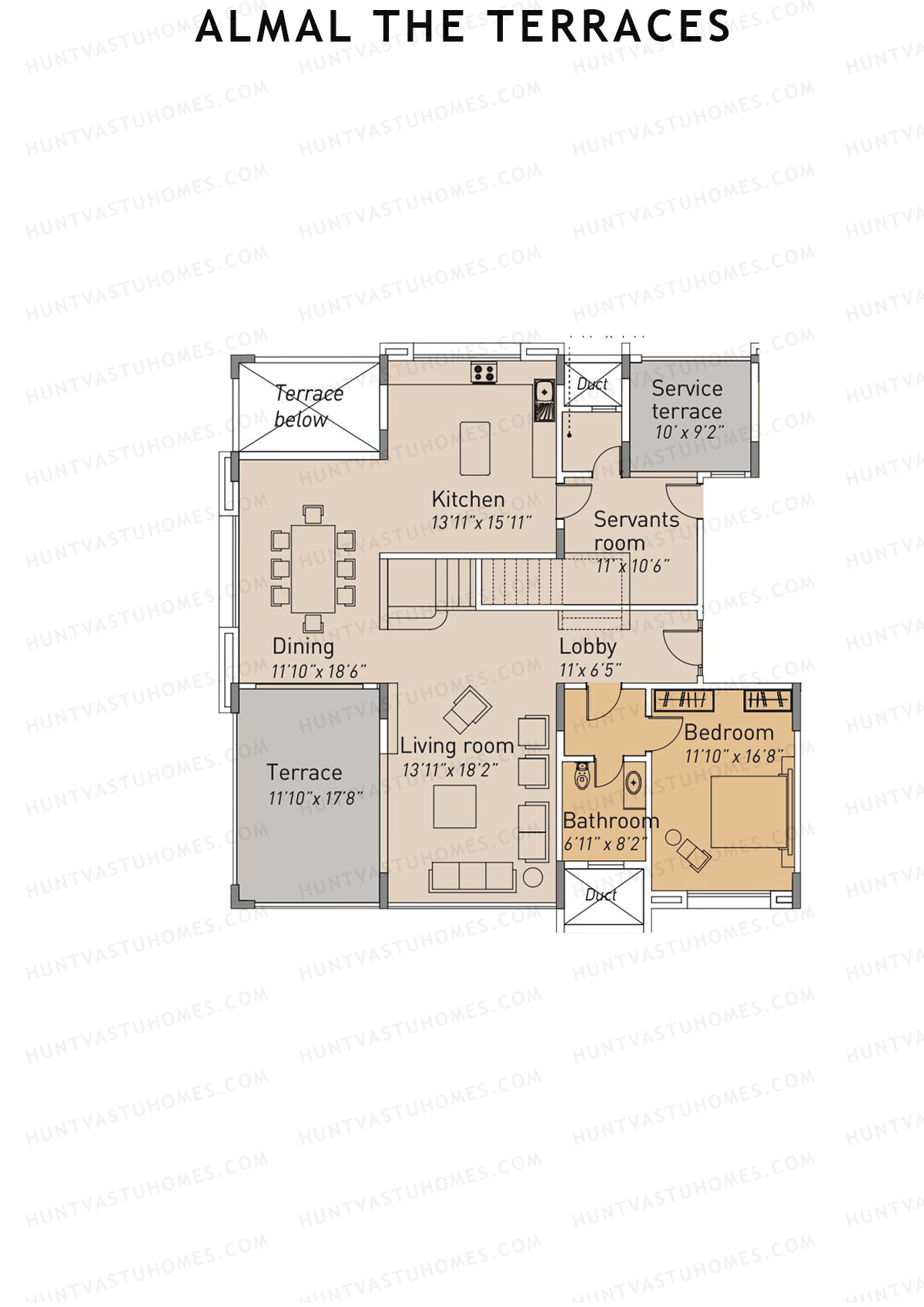 Almal The Terraces, Wing A, Unit 1 (Duplex ), 4BHK, Super Area 4222   sq ft 