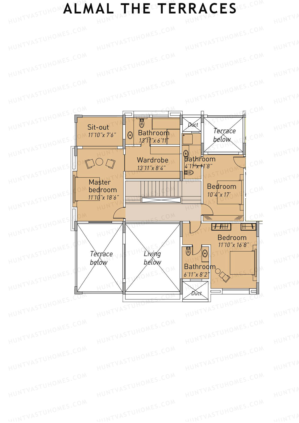 Almal The Terraces, Wing A, Unit 1 (Duplex ), 4BHK, Super Area 4222   sq ft 