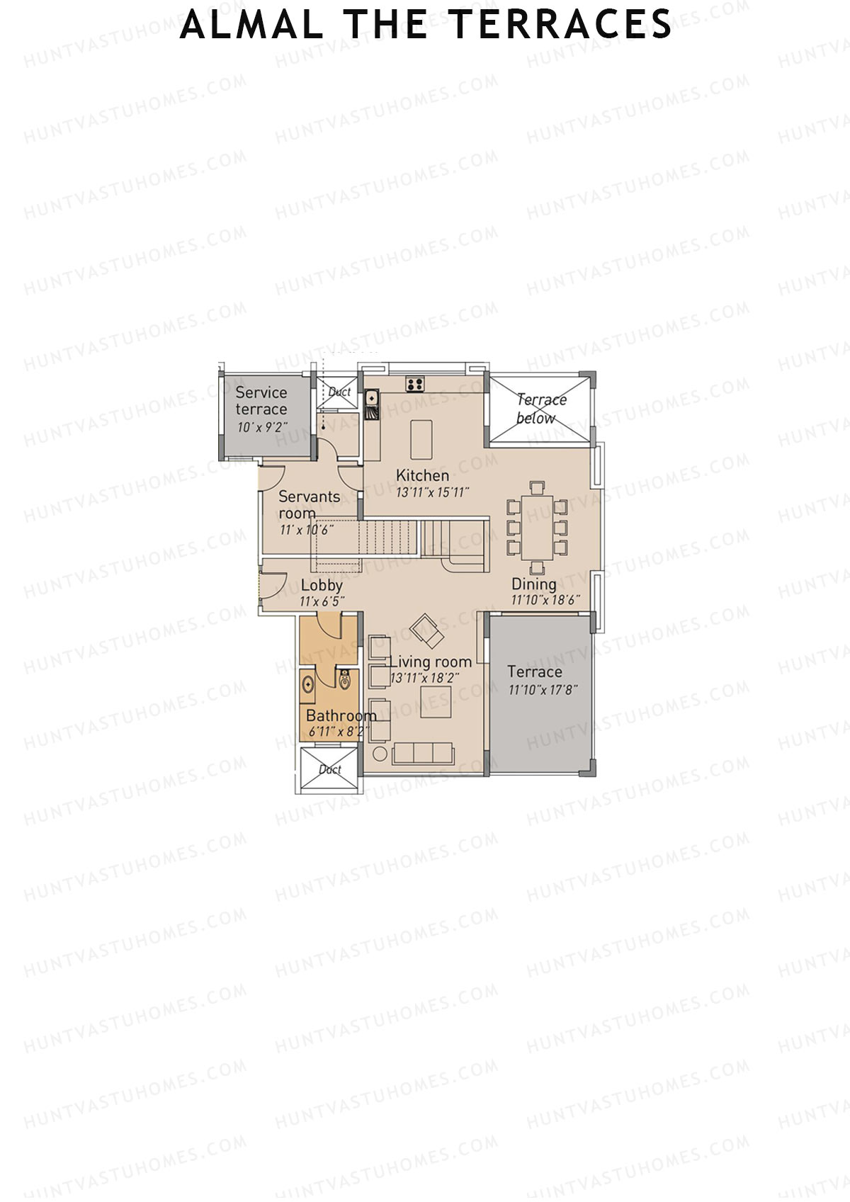 Almal The Terraces, Wing A, Unit 2 (Duplex ), 3BHK, Super Area 3588   sq ft 