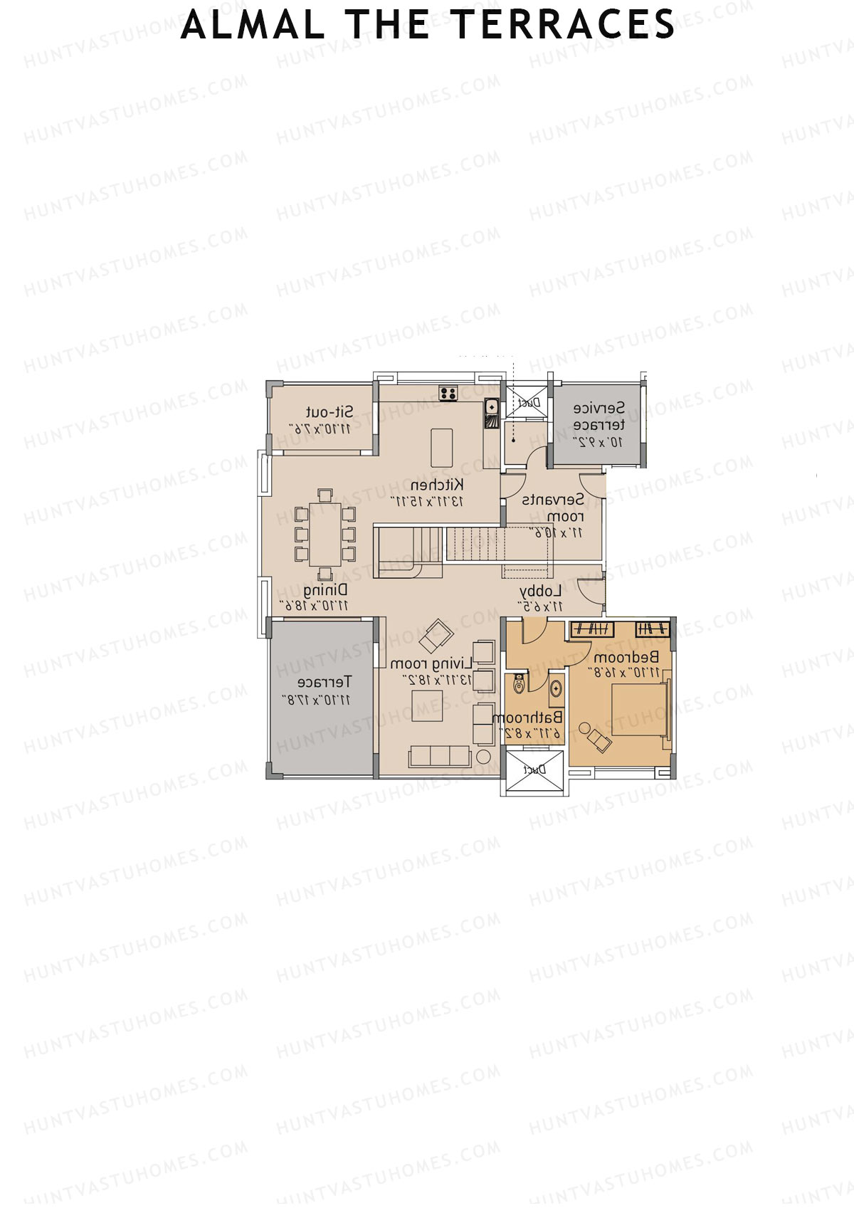 Almal The Terraces, Wing B, Unit 2 (Duplex ), 4BHK, Super Area 3972   sq ft 